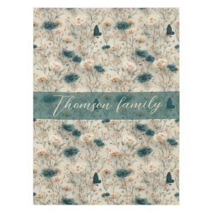 Vintage Spring Wildflowers & Butterfly for Family Tablecloth