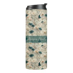 Vintage Spring Wildflowers & Butterfly for Family Thermal Tumbler