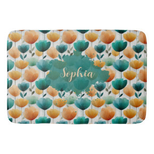 Vintage Spring Yellow and Green Floral Bath Mat