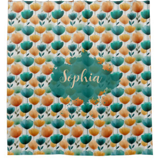 Vintage Spring Yellow and Green Floral Shower Curtain