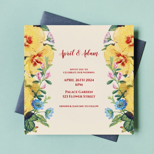 Vintage Spring yellow Floral Wedding Invitation (Creator Uploaded)