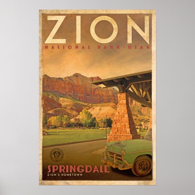 Vintage Springdale Zion's Hometown Travel Poster (Front)