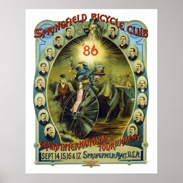 Vintage Springfield Bicycle Club Advertisement Poster (Front)