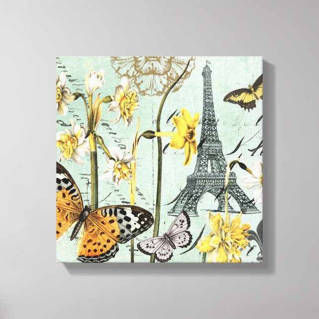 Vintage Springtime in Paris stretched canvas (Front)