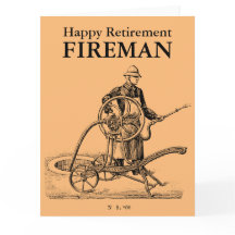 Vintage Sprinkler Happy Retirement Fireman L card