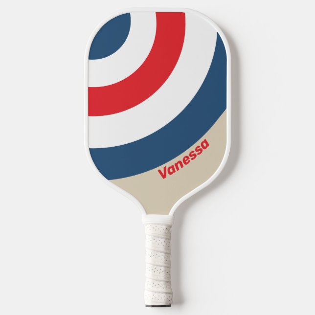Vintage Squadron  Circle Stripe with Name Pickleball Paddle (Front)