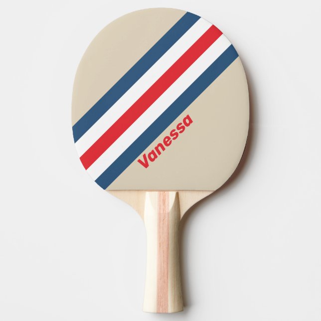 Vintage Squadron Striped with Name Ping Pong Paddle (Front)