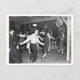 Vintage square dance photo 1944 postcard