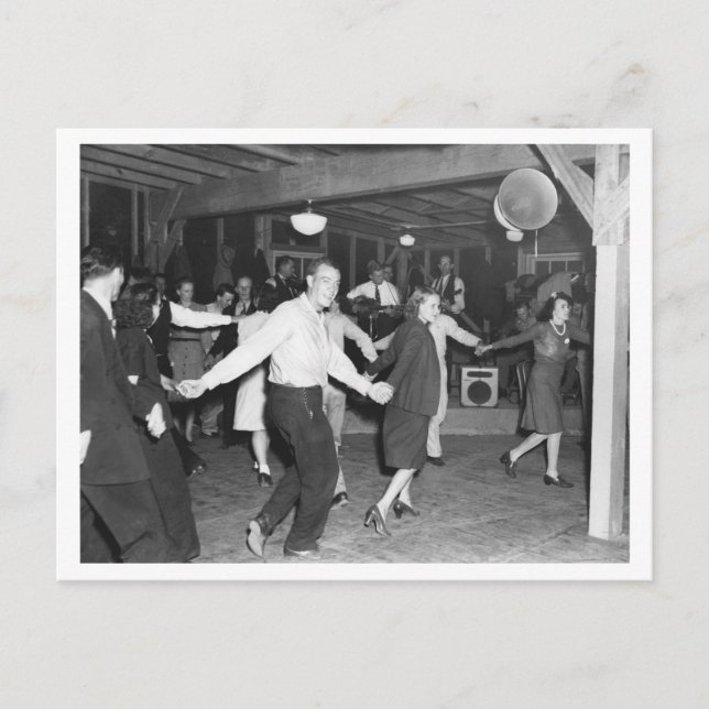 Vintage square dance photo 1944 postcard (Front)