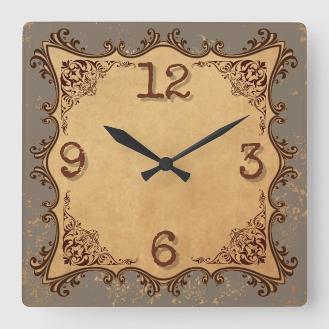 Vintage Square Wall Clock (Front)