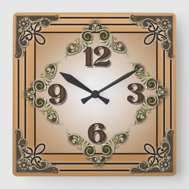 Vintage Square Wall Clock (Front)