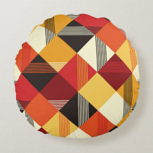 Vintage Squares: Simple Striped Seamless. Round Cushion