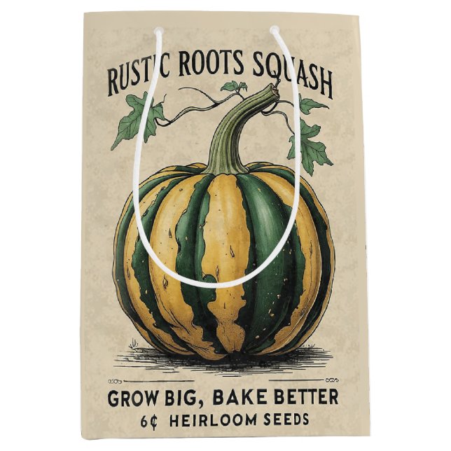 Vintage Squash Rustic Fall Harvest Medium Gift Bag (Front)