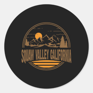 Vintage Squaw Valley California Mountain Hiking Pr Classic Round Sticker