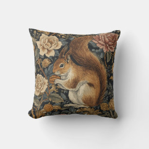 Vintage Squirrel and Flowers Pattern Cushion