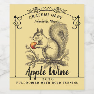 Vintage squirrel apple hard cider vinegar cordial wine label