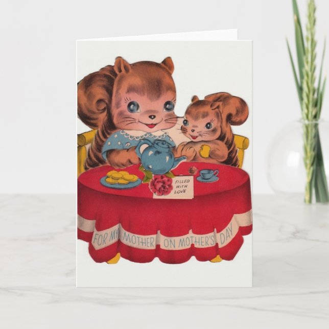 Vintage Squirrel Mother's Day Greeting Card (Front)