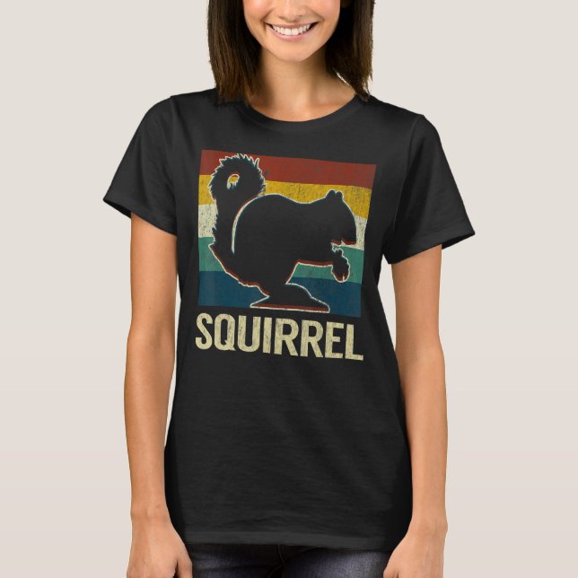Vintage Squirrel Silhouette Design Funny Squirrel  T-Shirt (Front)