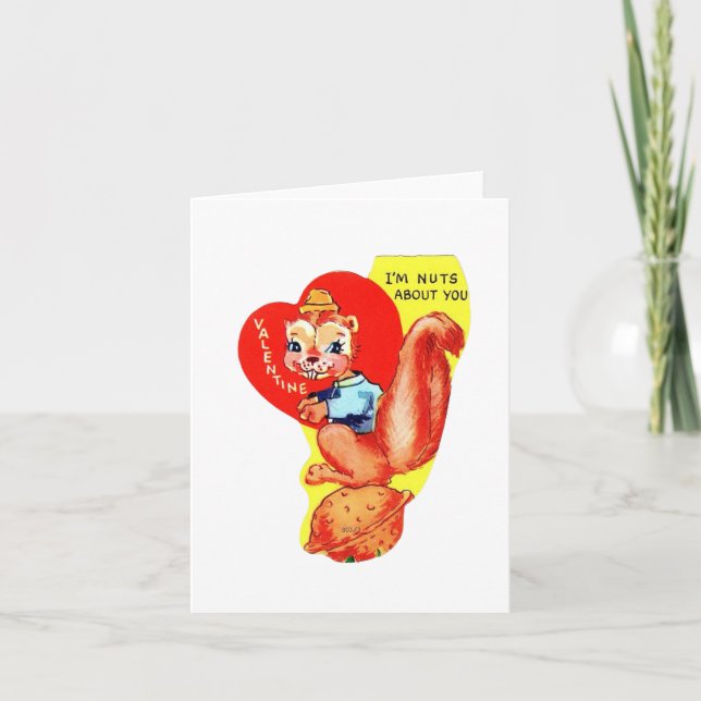 Vintage Squirrel Valentine Card (Front)