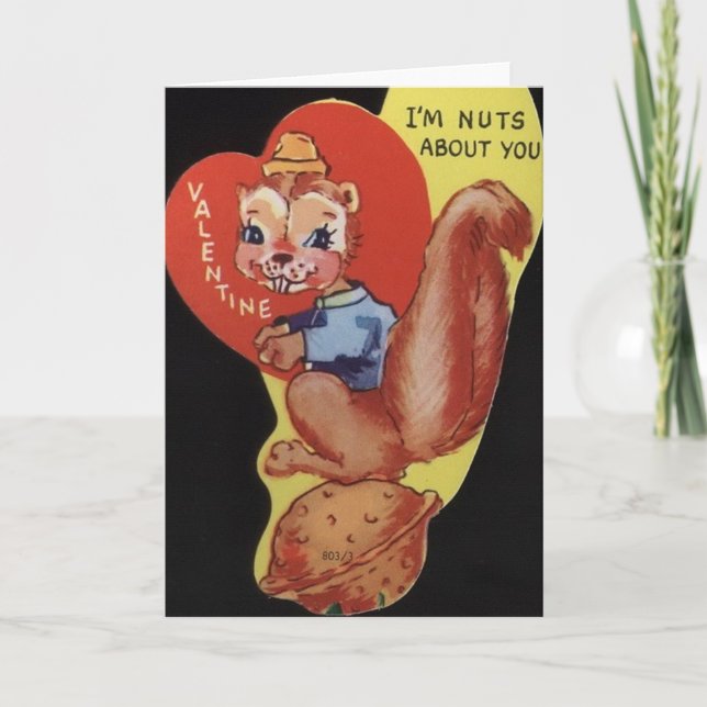 Vintage Squirrel Valentine's Day Card (Front)