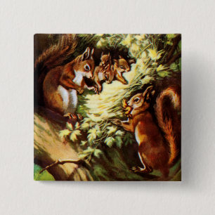Vintage Squirrels 15 Cm Square Badge