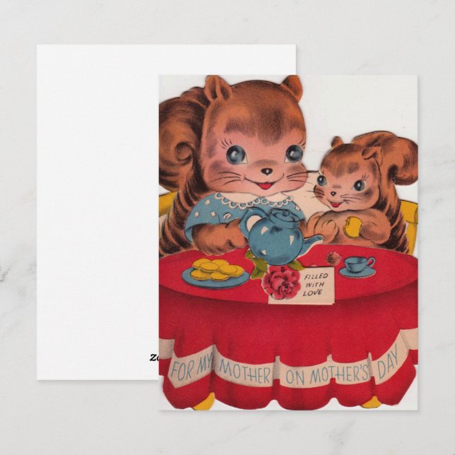 Vintage Squirrels Happy Mothers Day Holiday Card (Front/Back)