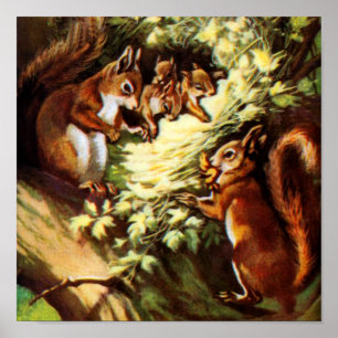 Vintage Squirrels Poster