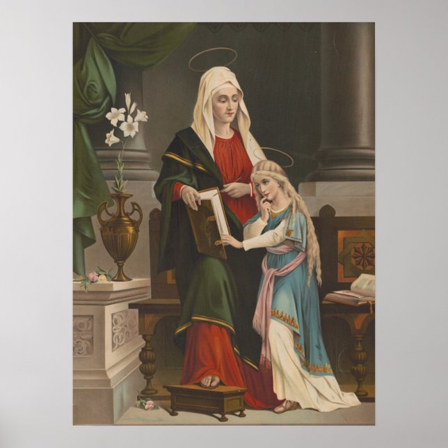 Vintage St. Anne and Virgin Mary Catholic Poster (Front)