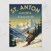 Vintage St. Anton Austria Skier Skiing