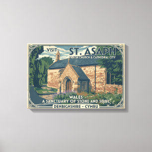 Vintage St Asaph Wales Travel Poster - Wales Canvas Print