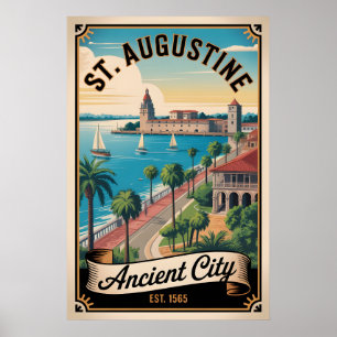 Vintage St. Augustine Florida Retro Travel Poster
