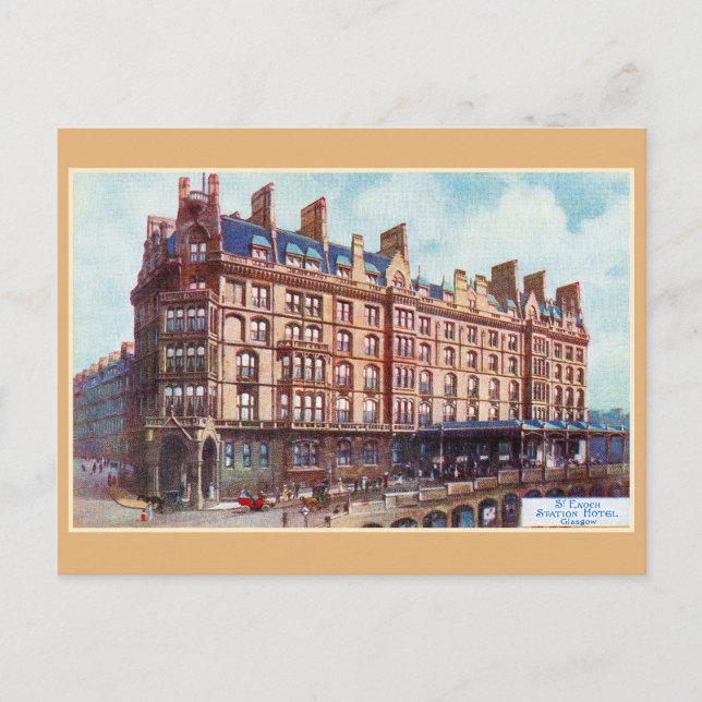 Vintage St Enoch railway station hotel Glasgow Postcard (Front)