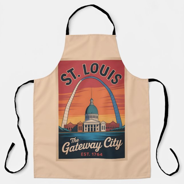 Vintage St. Louis Missouri Retro Travel Poster Apron (Front)
