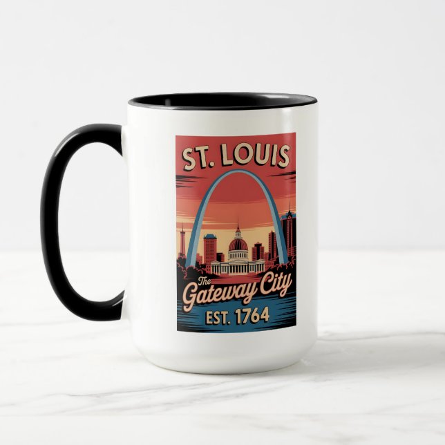 Vintage St. Louis Missouri Retro Travel Poster Mug (Left)