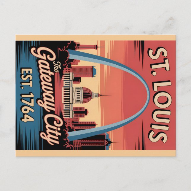 Vintage St. Louis Missouri Retro Travel Poster Postcard (Front)