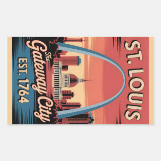 Vintage St. Louis Missouri Retro Travel Poster Rectangular Sticker