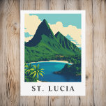 Vintage St. Lucia Caribbean Travel Postcard<br><div class="desc">Immerse yourself in the beauty of St. Lucia, with this retro postcard showcasing the island's signature turquoise waters, vibrant coral reefs, and the majestic Pitons. Famous for its luxury resorts, lush rainforests, and captivating culture, St. Lucia offers a perfect mix of relaxation and adventure. This vintage-style postcard captures the island’s...</div>