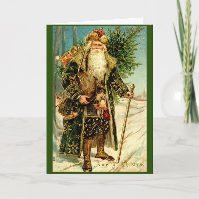 Vintage St Nicholas Santa Christmas Card (Front)