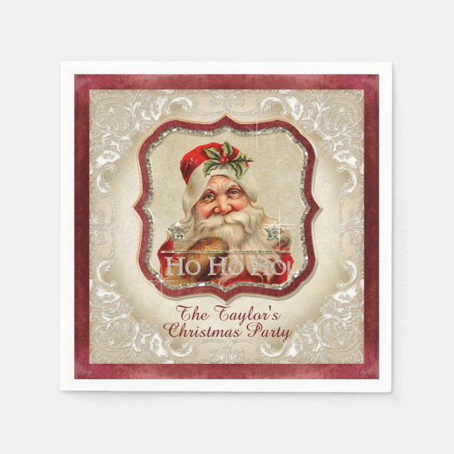 Vintage St Nicholas Santa Claus Christmas Party Napkin (Front)