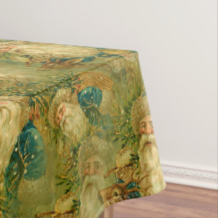 Vintage St. Nicholas Santa Claus Christmas Tablecloth