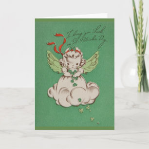 Vintage St. Patrick's Day Angel Luck Greeting Card