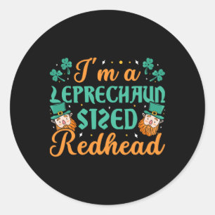 Vintage St Patricks Day Cute Redhead Clover Funny Classic Round Sticker