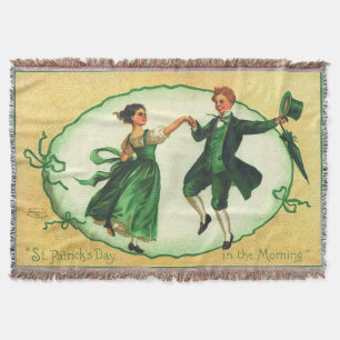 Vintage St Patricks Day Dance Irish Spring Holiday Throw Blanket