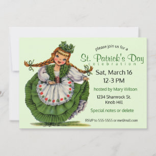 Vintage St. Patrick's Day Girl Invitation