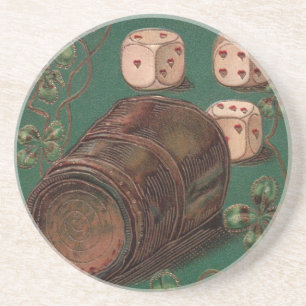 Vintage St. Patrick's Day, Good Luck Irish Dice Coaster