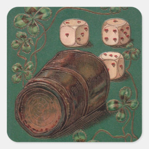 Vintage St. Patrick's Day, Good Luck Irish Dice Square Sticker