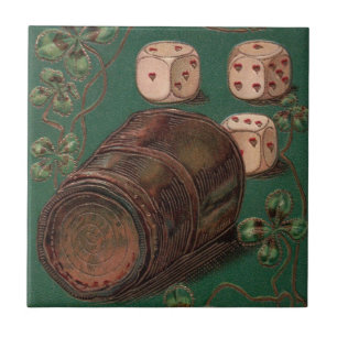 Vintage St. Patrick's Day, Good Luck Irish Dice Tile
