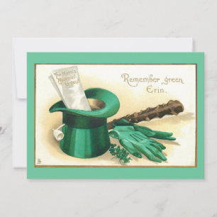Vintage St. Patrick's Day Greeting with Top Hat Holiday Card