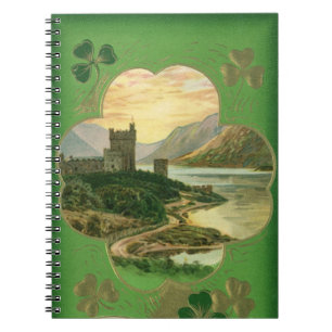 Vintage St. Patricks Day Greetings Castle Shamrock Notebook