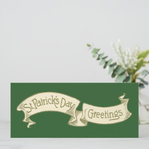 Vintage St. Patrick's Day Greetings Golden Banner Card